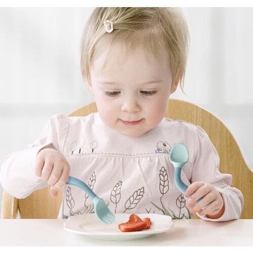 Silicone Spoon for Baby Utensils Set Auxiliary Food Toddler Learn To Eat Training Bendable Soft Fork Infant Children Tableware