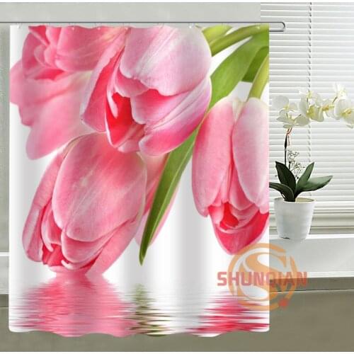 Custom Shower Curtain tulip Bath curtain Waterproof polyester Fabric Shower Curtain For Bathroom