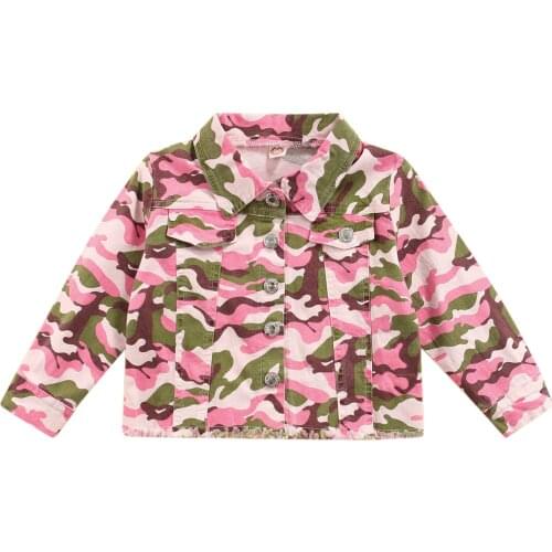 Citgeett Autumn Kids Toddler Girls Camouflage Jacket Casual Long Sleeve Button Down Hem Coat Clothes