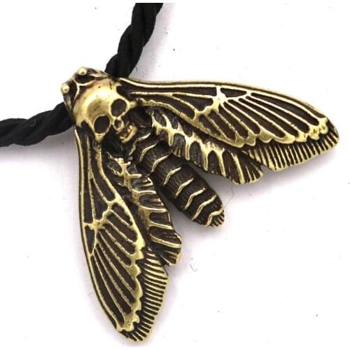Retro Skeleton Moth Pendant Necklace Cotton Rope Chain Necklace Lady Gothic High Quality Jewelry Accessories Christmas Gift