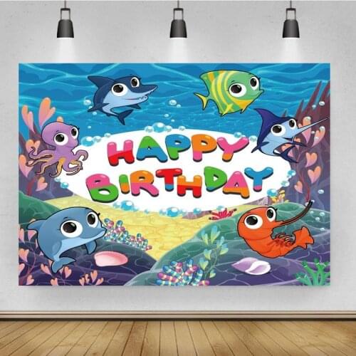 Underwater World Shark Dolphin Photo Baby Birthday Photography Background Customized Photographic Backdrop For Studio Shooting