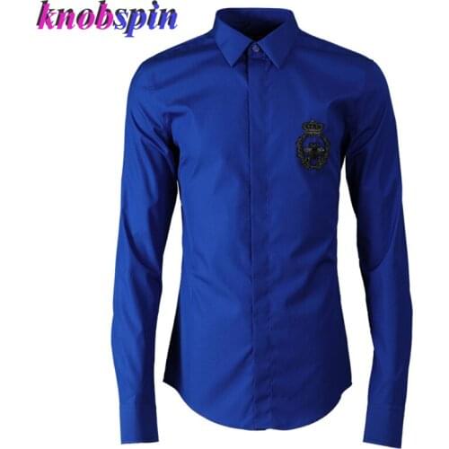 Brand Business male Dress Shirt 2019 turn-down collar Long sleeve 80% Cotton Shirts men Solid color Plus size Camisas masculina