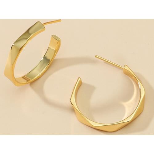 MANGOSKY 925 Silver Polygon Style Earrings 925 Silver Auricular Needle 1 Pair For Women