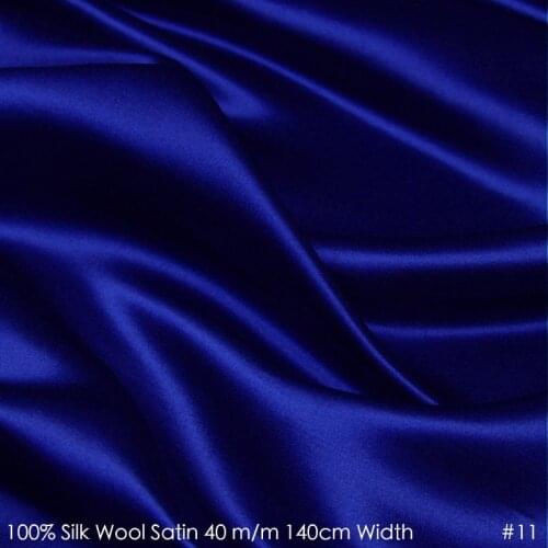 SILK WOOL SATIN 140cm width 40mm/28%Silk+72%Wool Satin Fabric Men Suits Women Dresses Material 11 Royal Blue