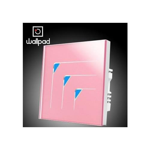Glass Touch Wall Light Switches Panel 3 Gangs 1 Way Pink Touch LED Switch, 10A 110~250V 220V Wallpad Luxury
