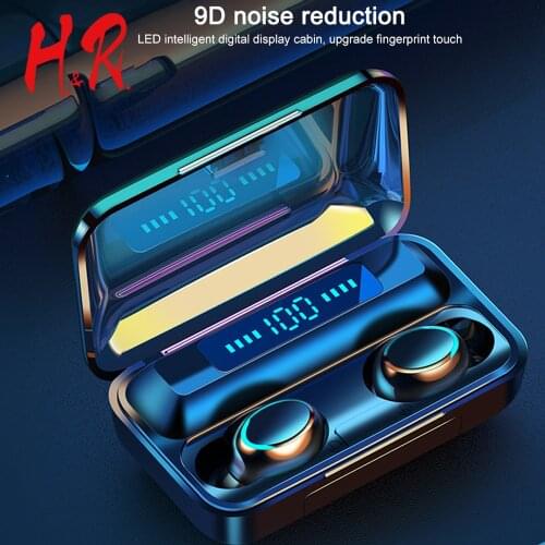 F9 TWS Bluetooth Earphone 5.0 Stereo Wireless Headset Sport Waterproof Earphones Mini Touch Control Noise Cancelling Headset Hot
