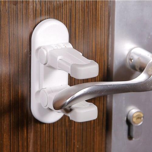 Child Safety Lock Door Adhesive Safety Standard Child Baby Lever Lock Safety Self Adhesive Abs Materials Bedroom Accessories