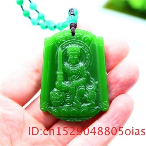 Green Jade Guanyin Pendant Necklace Carved Fashion Jadeite Men Natural Jewelry Women Amulet Gifts for Charm Chinese