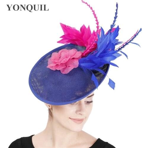 Nice Big Charming Vintage Derby Party Hat Fascinator For Women Gorgeous Headpiece Flower Show Race Hair Accessories Headband
