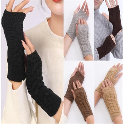 Woman Ladies Fingerless Gloves Winter Warm Soft Knitted Mittens ST007