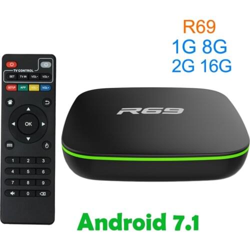20pcs/lot R69 Smart Android 7.1 TV Box 2GB 16GB Allwinner H3 Quad-Core 2.4G Wifi Set Top Box 1080P HD Media player Ott Smart Box