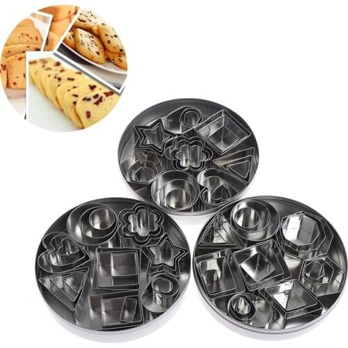 24Pcs/lot Stainless Steel Pottery Clay Tools Geometry Round Square Cutter Molds