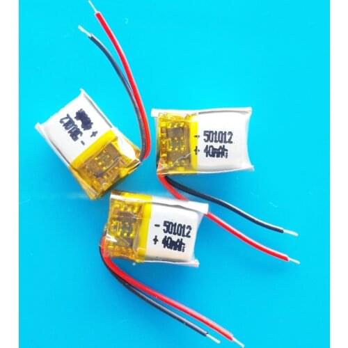 3 pcs 3.7V 40mAh 501012 Lipo lithium polymer rechargeable battery for MP3 GPS bluetooth headset video pen smart band 5x10x12mm