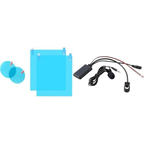 4Pcs Car Rearview Mirror Film Car Side Mirror Anti-Glare Film & 1 Set Car Wireless Audio Phone Call Handsfree Microphone