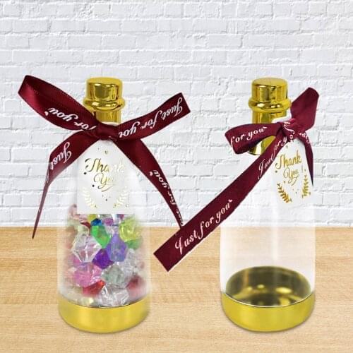 5PCS Thank You Plastic Champagne Bottle Candy Boxes Wedding Favors Fillable Favors Birthday Party Chocolate Storage Table Decors