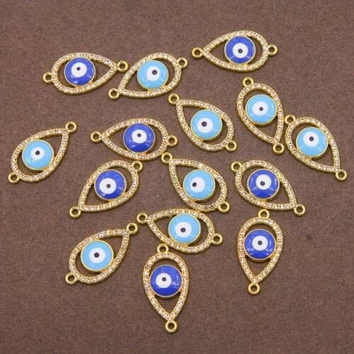 6pcs/lot Fashion evil eye connectors hamsa hand shape evil eye diy jewelry accessories findings for handmade bracelet