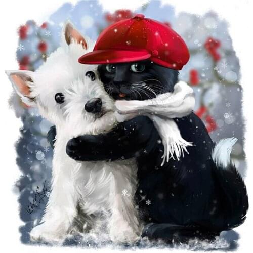 DIY Diamond Embroidery Cat couple Diy Diamond Painting Cross Stitch Picture Of Rhinestones Animals Mosaic Garden Decoration