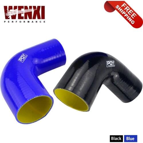 Free Shipping 2"-2.5" 51mm-63mm 90 Degree Elbow Reducer Silicone Hose Pipe Turbo Intake Blue&yellow / Black&yellow SH902025-QY