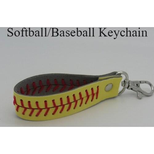 Softball Baseball Key Chain Softball Skin Baseball Skin Key Fob Bag Tags Monogram Leather Keychain For Men Women Key Ring