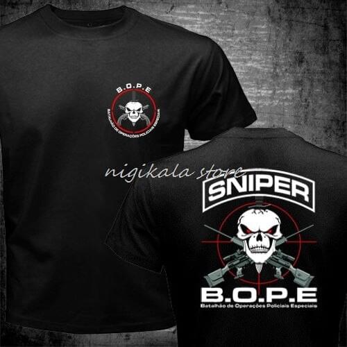 BOPE Tropa De Elite Sniper Unit Scout Brazil Special Forces T shirt men two sides gift Casual tee USA size S-5XL