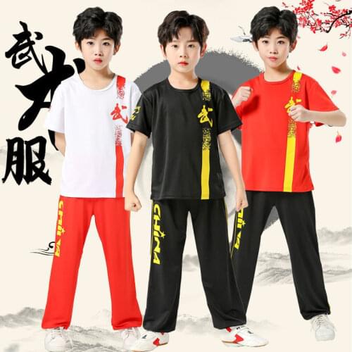 Childrens martial arts clothing summer new short sleeve childrens Chinese Style Mens and womens performance clothes