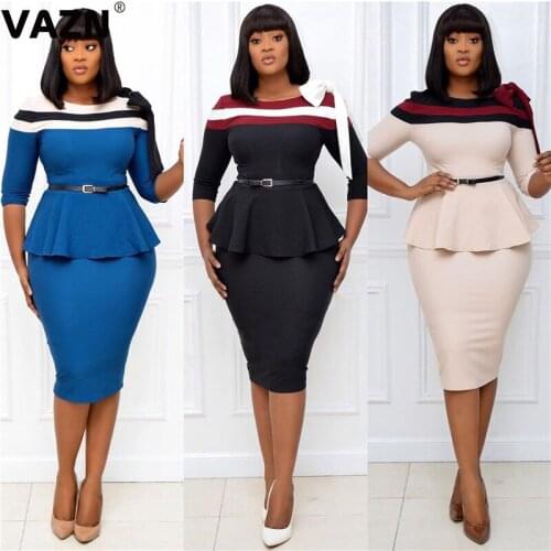 VAZN 2020 Formal Elegant O-neck Short Sleeve Print Maxi Bandage Dress Street Women Casual Dress Sexy Dress