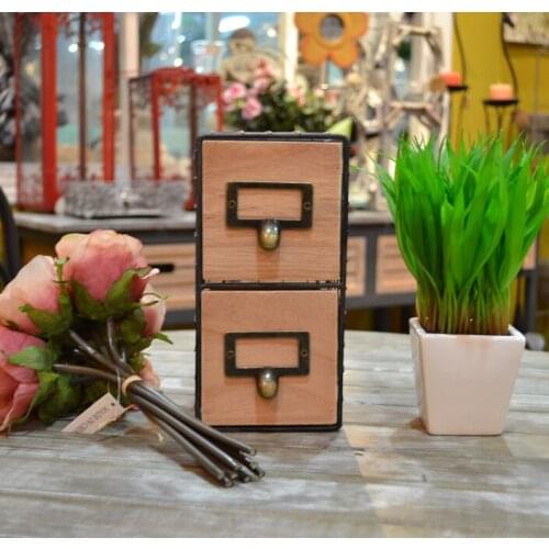 French ZAKKA retro wood pots succulents Desktop storage box storage box candy shoot props