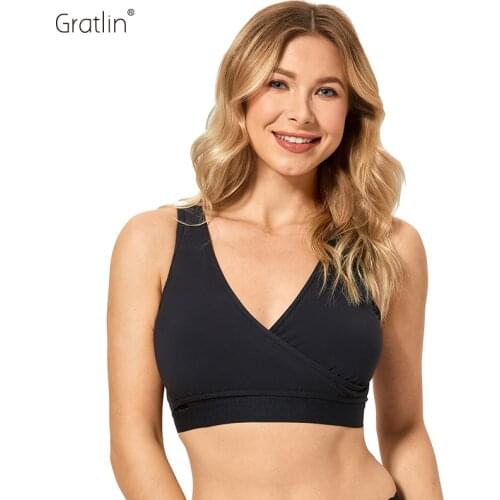 Gratlin Womens Comfort Wire Free Soft Wrap Nursing Sleep Pregnancy Bra Hands-free Breastpump