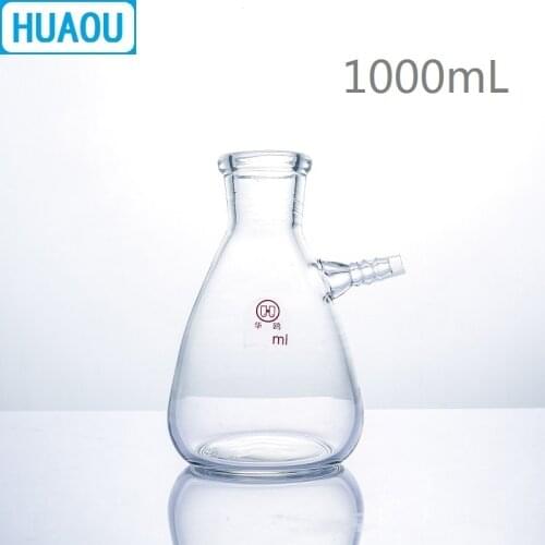 HUAOU 1000mL Filtering Flask 1L with Upper Tubulature Borosilicate 3.3 Glass Laboratory Chemistry Equipment