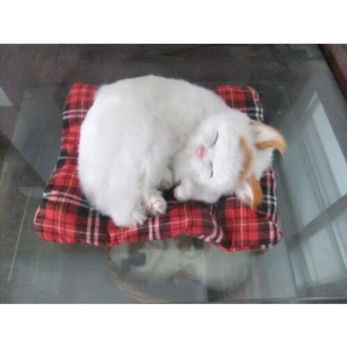Simulation sleeping cat about 17x20cm Handmade craft model toy,polyethylene&furs sounds miaow cat,decoration toy Xmas gift w4115