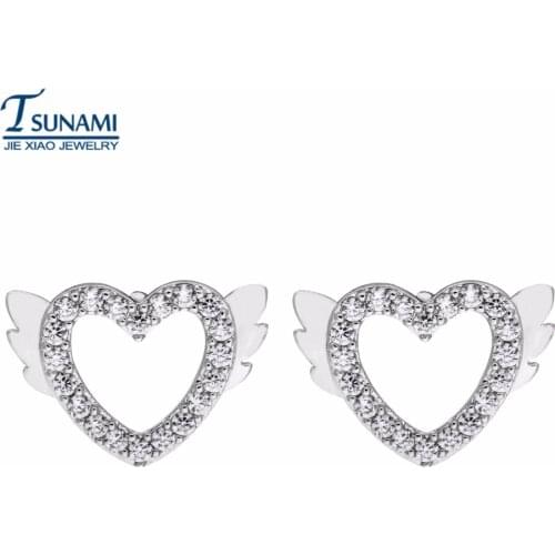 Famous fashion heart miniature Mosaic of zircon Wedding/party earrings for women ER-075