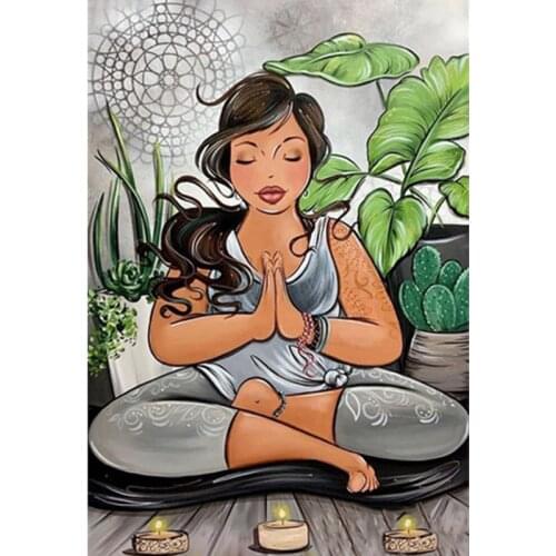 Painting By Number 50x65 60x75CM Meditating Girl Figure DIY Wall Art Gift DIY Pictures By Numbers Canvas Kits Home Decoration