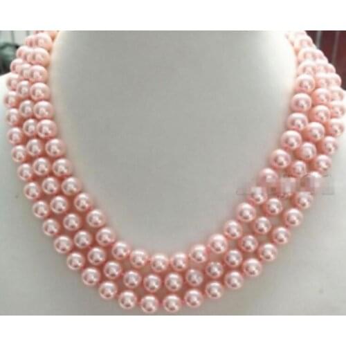 Pretty Womens 8mm Genuine Pink South Sea Shell Pearl Necklace Long 36" 68"