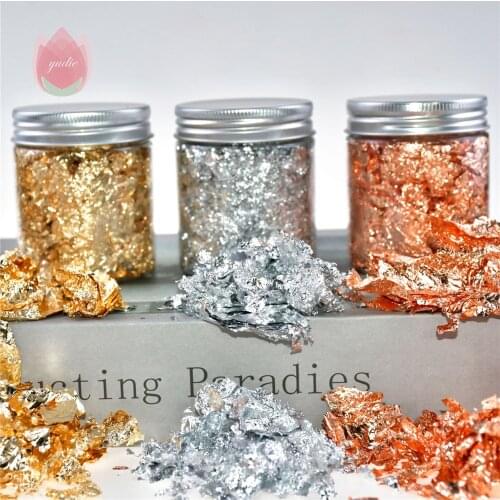 Imitation Gold Sliver Copper Leaf Flake Sheets Foil Sequins Glitters For DIY Shiny Bulk Foil Pape Resin Gilding Nail Art Decor