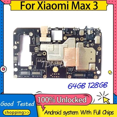 64GB 128GB For XiaoMi Max 3 Motherboard,Disassemble Unlocked Mainboard For XiaoMi Max 3 Logic Board With Full Chips