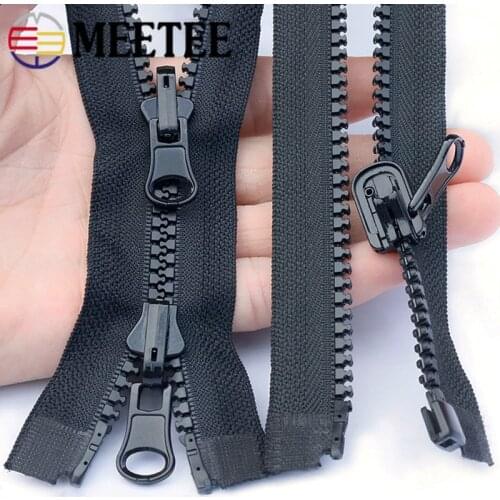 Meetee 60-100cm 5# Resin Zippers Double-sided Slider Open-end Zipper for Coat Luggage Repair Zip DIY Sewing Garment Accessories