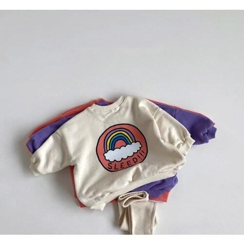 MILANCEL 2021 Spring New Baby Clothes Rainbow Hoodies and Leggings 2 Pcs Baby Suit Korean Fashion Infant Outfit