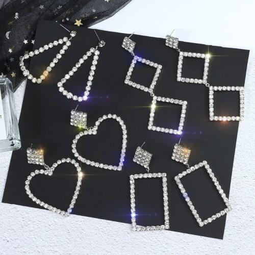 Fashion Simple Heart Earrings for women Studs Rhinestone Hoop Jewelry Shiny Classic Water Drop Earring Pendant Charm Party