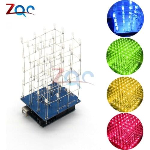 4X4X4 4*4*4 LED Light Cube Kit 3D LED DIY Kit Electronic Suite for Arduino Smart Electronics Led Cube Kit DIY Electronic