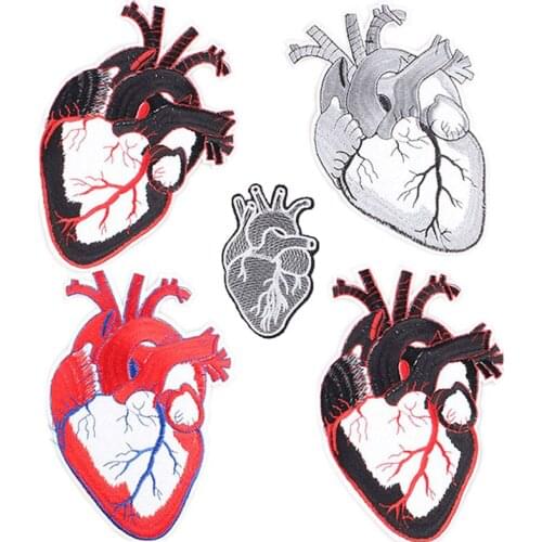 Red Heart Patches for Clothing Embroidery Applique Iron on Patches Embroidered Big Patch Stripe Clothes Badges Fabric Stickers