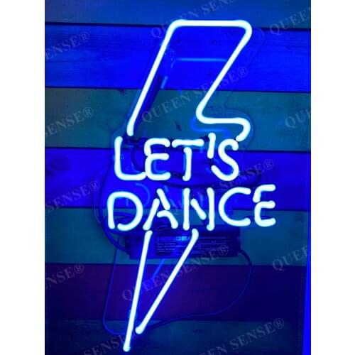 14“ Lets Dance Blue Acrylic Custom Neon Light Lamp Sign Beer Bar Handmade Glass Decorate Home Wall Room Windows Tube Artwork