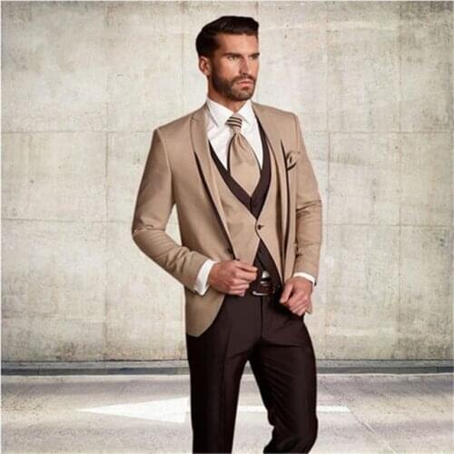 Latest unique design vest mens suit 3 pieces wedding party business suit groom slim fit tuxedo terno masculino tailor made