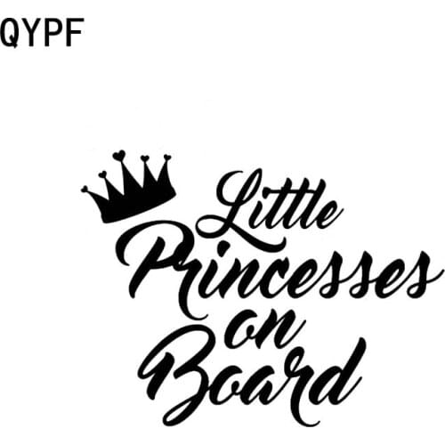 QYPF 15CM*11.4CM Little Princesses On Board Crown Car Decal Vinyl Sticker Black Sliver C14-0071