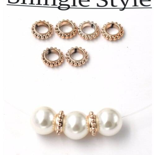40Pcs 13*13*4mm,Hole Size:8mm,Rose Gold Color Plastic Space Loose Beads for Bracelet necklace handmade DIY Beads Accessories