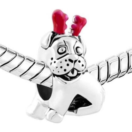 Christmas gifts Cute puppy animal charm beads fit Pandora charm bracelet & Bangle DIY Jewelry