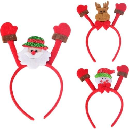 Christmas Elk Hair Bands Santa Claus Snowman Headband Holiday Party Favors LX9E
