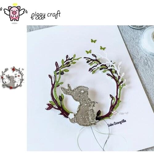 Piggy Craft metal cutting dies cut die mold Bunny flower leaf ring Scrapbook paper craft knife mould blade punch stencils dies