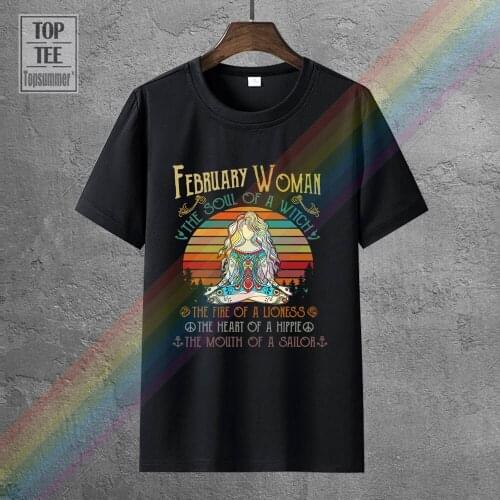 February Woman The Soul Of A Witch The Fire Of A Lioness Vintage Men Tshirt