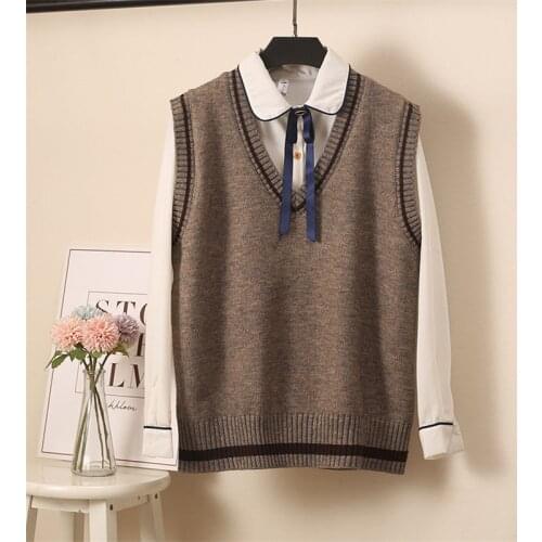 Sweater Vest Knitwear Women Spring Autumn Short Style Bright line Decoration Sweater Waistcoat Outside Top TT0028