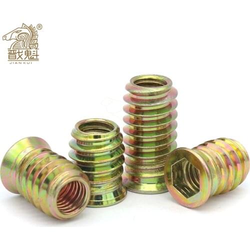 10pcs M6 M8 M10 Steel Metal Hexagon Hex Socket Drive Head Embedded Insert Nut E-Nut for Wood Furniture Inside and Outside Thread